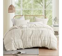 Comfort Spaces Juego de Funda de edredón Color Crema tamaño King, Funda de edredón Plisada de 3 Piezas, para Todas Las Estaciones, Ligera, Suave Similar al algodón, Microfibra prelavada, Fundas de