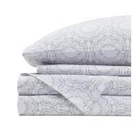 Comfort Spaces Juego de sábanas 100% algodón, Queen, Transpirables, Frescas y Suaves, Bolsillo elástico de 35 cm para colchones de hasta 40 cm, para Cualquier estación, Color Gris Adelia, 4 Piezas