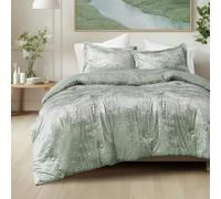 Comfort Spaces, Juliette Luxe, Juego de edredón de Terciopelo con Reverso de Microfibra, Ropa de Cama para Todas Las Estaciones, Funda de Almohada esponjosa, 3 Piezas, King, Verde Salvia