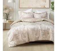 Comfort Spaces Luxe - Juego de edredón de Terciopelo para Cama tamaño Queen, Reverso de Microfibra, Juliette, Ropa de Cama de Terciopelo para Todas Las Estaciones, Juego de Cama Esponjoso, Funda de