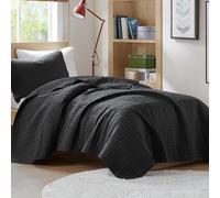 Comfort Spaces Ropa de Cama Ligera para Todas Las Estaciones, Fundas a Juego, Microfibra, Negro, Individual XL (66 x 90 Pulgadas)