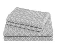 Comfort Spaces Sábanas cálidas de Franela de algodón Transpirable con Bolsillo Profundo y Funda de Almohada, tamaño King, Color Gris, 4 Piezas