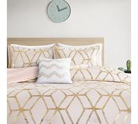 Comfort Spaces Vivian - Juego de edredón Ultra Suave para Todas Las Estaciones, Ligero, Moderno, geométrico, glamuroso, Estampado metálico, Funda a Juego, Almohada Decorativa, Individual/Individual