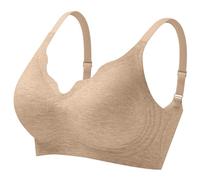 Comfort Wireless Bra for Women Padded Without Underwire T Shirt Bra Mesh V Neck Bralette Tank Top mit Bustier Integrated, caqui, XL