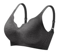 Comfort Wireless Bra for Women Padded Without Underwire T Shirt Bra Mesh V Neck Bralette Tank Top mit Bustier Integrated, gris oscuro, XL