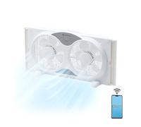 Comfort Zone Living Comfort - Ventilador inteligente de doble ventana con Wi-Fi de 9 pulgadas, 3 velocidades, 3 funciones, ampliable, reversible, con cubierta extraíble y pantalla de insectos,