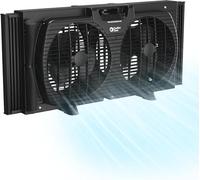 Comfort Zone - Ventilador de ventana para recámara, ventiladores dobles de 3 velocidades de 9 pulgadas con expansores de bloqueo automático, ventilador de escape de ventana, visualización de errores