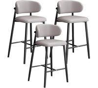Comfortable Bar Stool with Backrest and Footrest Sturdy Frame Uso versátil (Juego de 3 Light Gray 65 cm Height)