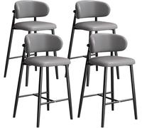 Comfortable Bar Stool with Backrest and Footrest Sturdy Frame Uso versátil (Juego de 4 Dark Gray 65 cm Height)