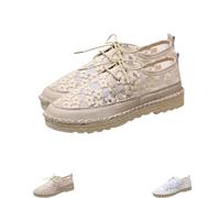 Comfortable Flat Casual Shoes with Round To for Women Embroidered Lace Breathable Lace-Up Low-Top Sneakers (1PCS/B, Adulto, Mujer, 39, Números, Sistema Tallas Calzado EU, Mediano)