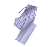 Comfortable Pants for Women Casual, Ultra Stretch Ice Silk Pull-On Ageless Travel Pants with Pockets (Light Purple-Straight,4XL)