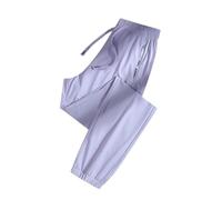 Comfortable Pants for Women Casual, Ultra Stretch Ice Silk Pull-On Ageless Travel Pants with Pockets (Light Purple-Jogger,L)