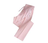 Comfortable Pants for Women Casual, Ultra Stretch Ice Silk Pull-On Ageless Travel Pants with Pockets (Light Pink-Straight,M)