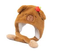 Comfortable Plush Animal Hat, Functional Capybara Winter Hat, Adorable Warm Winter Hat, Cold Weather Gear for Outdoor Activities and Travel in Cold Weather, Warmth and Style During Winter Months