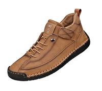 Comfortable Sneakers, Handmade Leather Comfortable Shoes, Unisex Soft Comfort Arch Support Loafers (Light Brown,34 1/3)