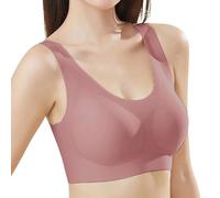 Comfortable, Wirefree Bra with Seamless Soft Cup Shape, Full Coverage, Ideal for Anyone, Wide Underbust Band Adjustable Straps, Khaki, B(Pink,A)