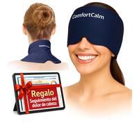ComfortCalm Gorro Migraña Frío y Calor para Cabeza y Cuello, Antifaz Terapéutico de Gel Grado Médico, Alivio Migrañas y Jaquecas, Máscara Relajante para Dormir (Azul)