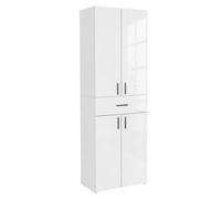 ComfortCove Columna de Baño con Cajón y 4 Puertas, Mueble de Baño Estrecho, Armario de Almacenamiento, Mueble Una estantería Ideal también para el salón y la Cocina, Blanco Brillo