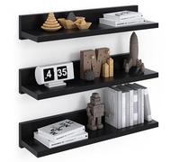 ComfortCove Estante de Pared 39cm, Estantes Flotantes, Estante Montado en la Pared, 3 Estantes Negro Montados con Tornillos, Baldas flotantes, Juego de 3 Estantes para Dormitorio, Cocina