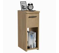 ComfortCove Mesita de Noche, Cajonera, Mesa de Noche Estrecha, Gabinete de Noche, Mesa Auxiliar Delgada con Estante de Almacenamiento y Tirador, Roble. Dimensiones: W20 x H55 x D30,5 cm