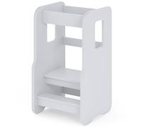 ComfortCove Torre de Aprendizaje, Torre Aprendizaje Montessori, Learning Tower Infantil, Taburete Montessori Ajustable de Madera, Altura Ajustable en 3 Niveles, Toddler Tower, Blanco