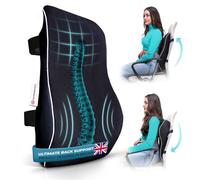 Comfortpad - Cojín de apoyo lumbar | Espuma viscoelástica para aliviar el dolor de espalda | Soporte ergonómico de espalda completa | Para silla de oficina, coche y hogar | Cubierta de malla
