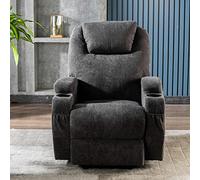 ComfortXL - Silla de masaje eléctrica ajustable para ancianos, sillón eléctrico ajustable, sofá reclinable de tela con 2 portavasos, bolsillos laterales y mando a distancia para el salón