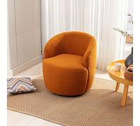 ComfortXL Sillón giratorio de tela suave de peluche con silla de barril y anillo de metal negro con recubrimiento en polvo, color naranja