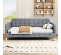 ComfortXL Sofá cama 90 x 200 cm, cama de descanso, decoración con tachuelas, simple y elegante, gris
