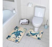 Comfoyar Alfombrilla de Ducha Antideslizante y Secado Rápido Lavable, para Baño, Ducha y Cuarto de Lavado, 40 × 60 cm + 40 × 50 cm, Mundo Submarino
