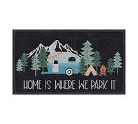 comfoyar Felpudo para Caravana Casa, Home is Where We Park It, Alfombrilla Antideslizante Lavable Absorbente, Felpudo de Entrada Alfombra Exterior, Alfombras para Entradas 45 X 75 cm