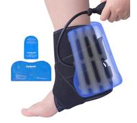 Comfpack Bolsa de hielo de compresión para tobillo para esguinces y fracturas, soporte de tobillo con 2 paquetes fríos, gel reutilizable para terapia fría y caliente para lesiones deportivas, fascitis
