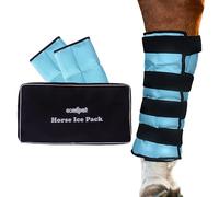 COMFPET Paquete de 2 paquetes de hielo de gel con funda de transporte reutilizable para terapia de lesiones, botas de hielo de pierna completa, bolsa fría para corvejón, tobillo, rodilla, piernas