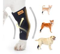 COMFPET Soporte de pierna de perro para corvejón trasero con tiras de metal, envoltura de compresión doble de tobillo canino para recuperación de lesiones, protección, apoyo y prevención de lamer,
