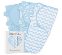 Comfy Cubs Easy Swaddle - Manta para envolver al bebé, paquete de 3 unidades, 100 % algodón, grande para bebés de 3 a 6 meses, con velcro ajustable, saco de dormir transpirable y duradero para bebés,