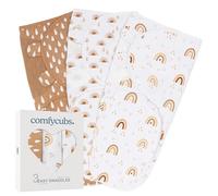 Comfy Cubs - Juego de 3 Fundas de pañales Ajustables para bebés de 3 a 6 Meses, Esenciales para recién Nacidos, 100% algodón Transpirable, para bebés y niñas (Arco Iris, Bohemio, Talla L)