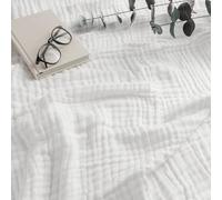 Comfy Cubs Manta de Muselina para Adultos, tamaño Individual Extragrande de 90 x 66 Pulgadas, 6 Capas de algodón refrescante, Suave, Transpirable y cálida para Dormitorio, Sala de Estar (Blanco,