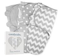 Comfy Cubs Manta Swaddle del Muchacho del bebé fácil Ajustable 3 Pack Infantil del sueño del Saco del Abrigo de los bebés recién Nacidos (Gray, Large)