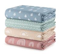 Comfy Cubs - Mantas de muselina para envolver envolventes neutrales para niños y niñas, artículos esenciales para bebés, registro y regalo (sol, arco iris, lluvia, garabato), CC-319