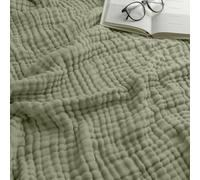 Comfy Cubs Muslin Blanket for Adults Queen 90" x 90" - 6 Layer Soft, Breathable & Lightweight Muslin Adult Blanket - Machine Washable & Designed in The US Bedding for All Seasons - Sage