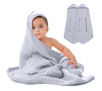 Comfy Cubs - Paquete de 2 toallas de algodón de muselina con capucha de 9 capas para niños, tamaño grande de 32 x 32 pulgadas, ultra suave, cálida y absorbente. Baby Essentials - Toallas de baño