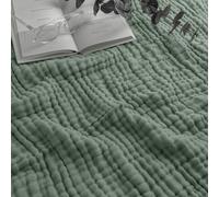 Comfy Cubs Throw Muslin Blanket Large Size 50 x 60 6 Layer Cooling Cotton Softness Breathable & Warm Throw for Bedroom Living Room Couch (Fern