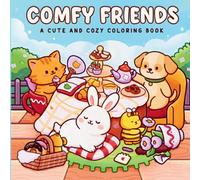 Comfy Friends: A Cute & Cozy Coloring Book for Adults and Teens - 41 Adorable Kawaii Illustrations/ Sweet Picnics, Cozy Gatherings, and Heartwarming Animal Friendships to Color