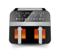 Comfy Nest,CNAFD45WB, freidora de aire, Air Fryer, digital doble cesta 2400W con ventana 9L, cocción rápida y sana, diseño moderno, ideal para cualquier cocina - Gris y Negro