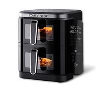 Comfy Nest, Freidora de aire doble cesta 11L con 12 programas de cocción, Air Fryer, tecnología Rapid Air y pantalla táctil LED - Tamaño: 11L, Color: Negro
