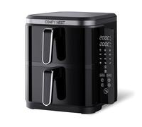 Comfy Nest, Freidora de aire doble cesta 11L, Freidora de aire, cocción simultánea, pantalla táctil digital, tecnología Rapid Air, seguridad reforzada, fácil de limpiar - 5,5L, Negro