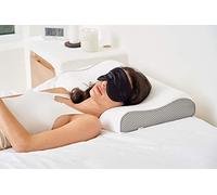 ComfyCozy Almohada de espuma viscoelástica de lujo y máscara de ojos de seda, almohada ortopédica para apoyo de espalda, dolor de cuello y hombros, almohada antironquidos adecuada para personas que