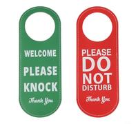 ComfyHarbor 1 juego de letreros para puerta, llaman antes de entrar en la puerta, no molestar, por favor, golpear, pomos de puerta, para sala de reuniones, etiquetas para colgar puertas (rojo + verde)