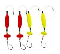 ComfyHarbor 4 aparejos flotantes, con ganchos circulares, indicador de espuma de sonajeros giratorios, aparejos de terminal de pesca con nudo deslizante preatado, para búfalo de tambor de carpa, verde