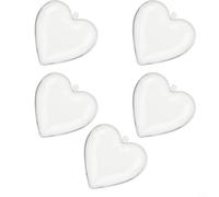 ComfyHarbor 5 adornos de plástico transparente inastillables en forma de corazón, para decoración de árbol de Navidad, bolas rellenables de fiesta de boda, bolas acrílicas transparentes (8 cm)